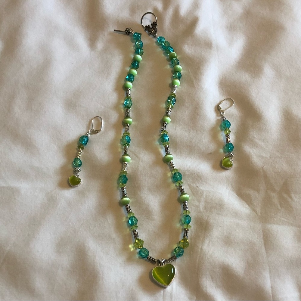 Handmade crystal heart necklace.
